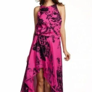 Halston Heritage Pink Asymmetrical Gown, Size S